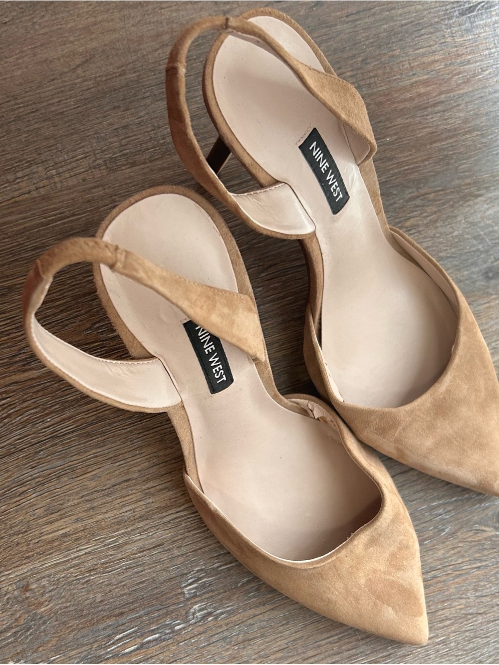 Nine West Tan Suede Pointed Slingback Flats